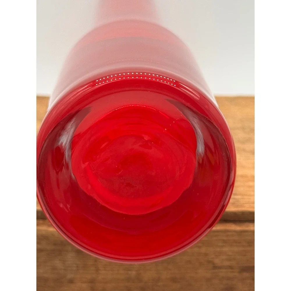 Vase Vintage Tall Red Glass 15.75 Inch Heavy Weighted Base Minimalist Decore